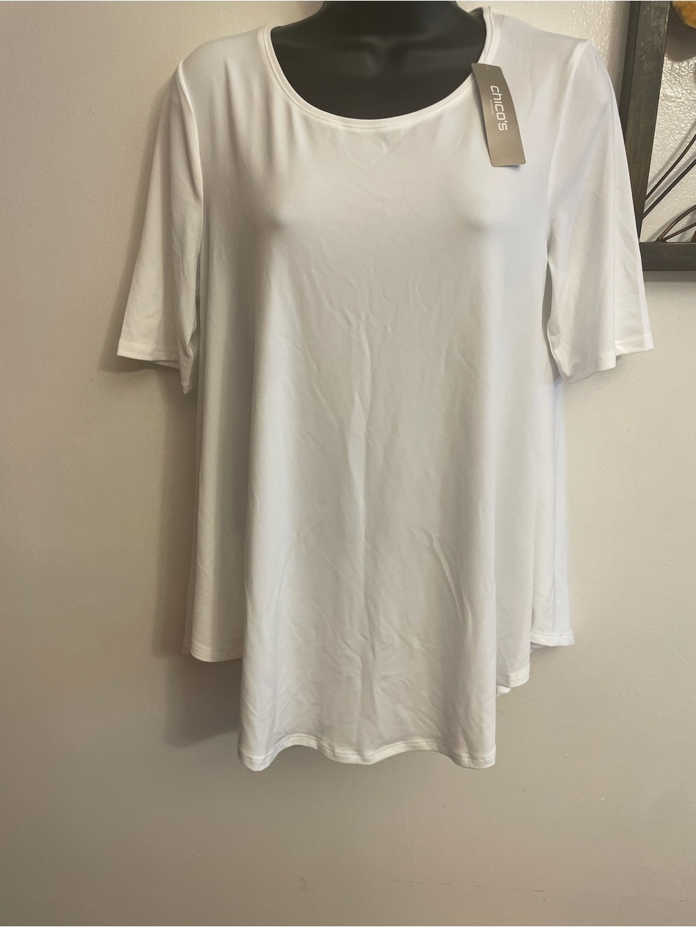 Chico's White Short-Sleeve Swing Tee
